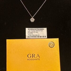 GRA Moissanite Solitaire 2.0 ct Pendant Necklace in White